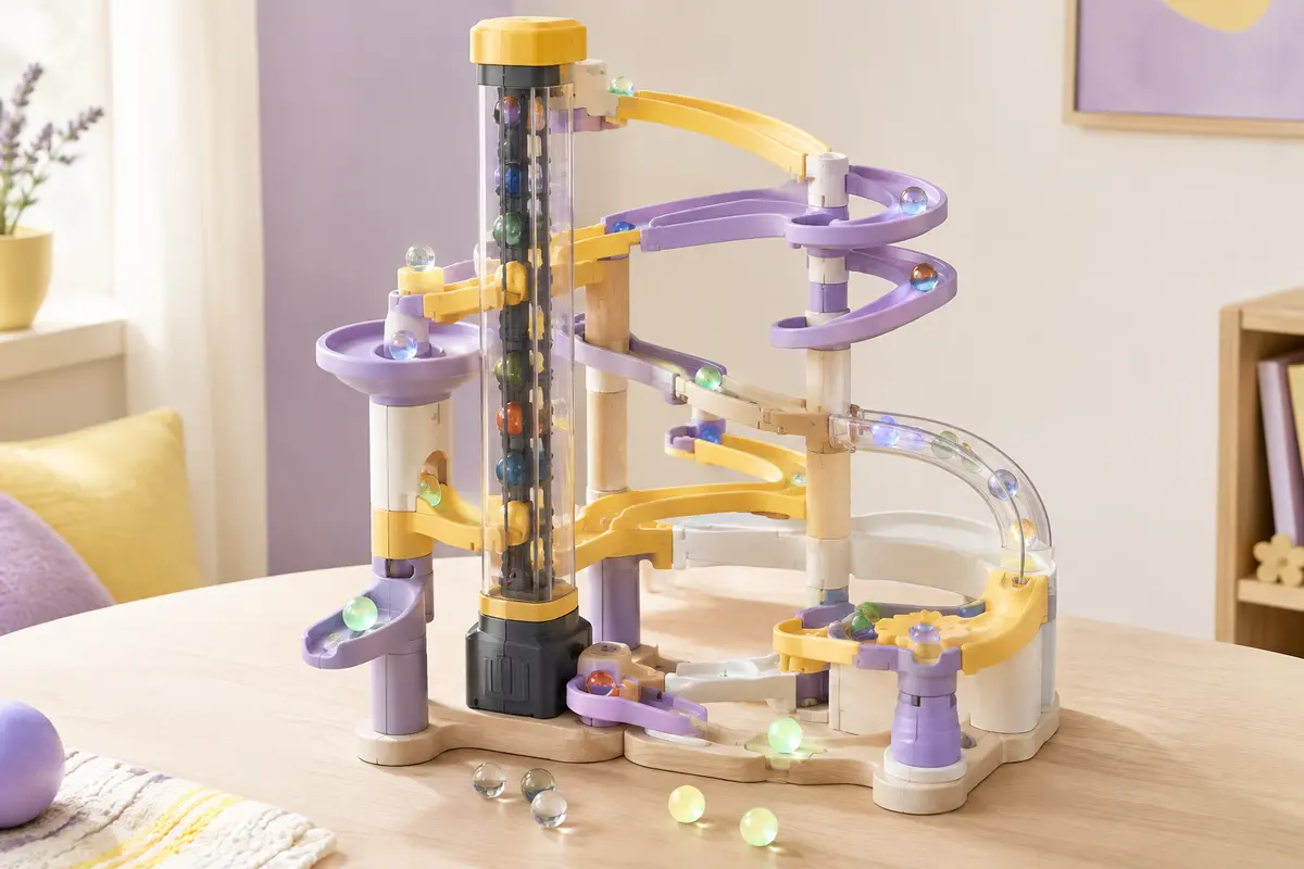 Circuit de billes JOYIN en plastique avec ascenseur motorisé et billes phosphorescentes