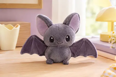 Peluche Wild Republic de 17 cm représentant une chauve-souris, posée dans un décor doux et lumineux.